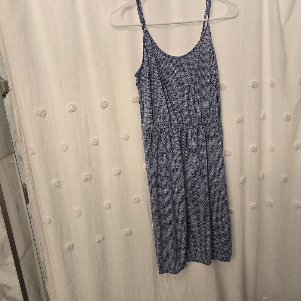 Old Navy Womens Adj Spaghetti Strap Dress Size Medium Blue and White